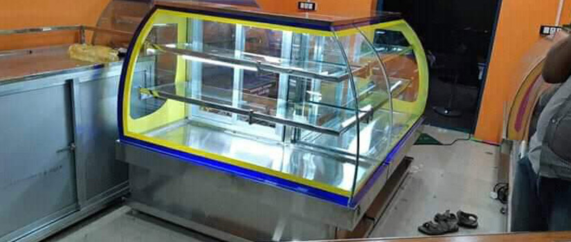 L Shaped Glass Display Counter